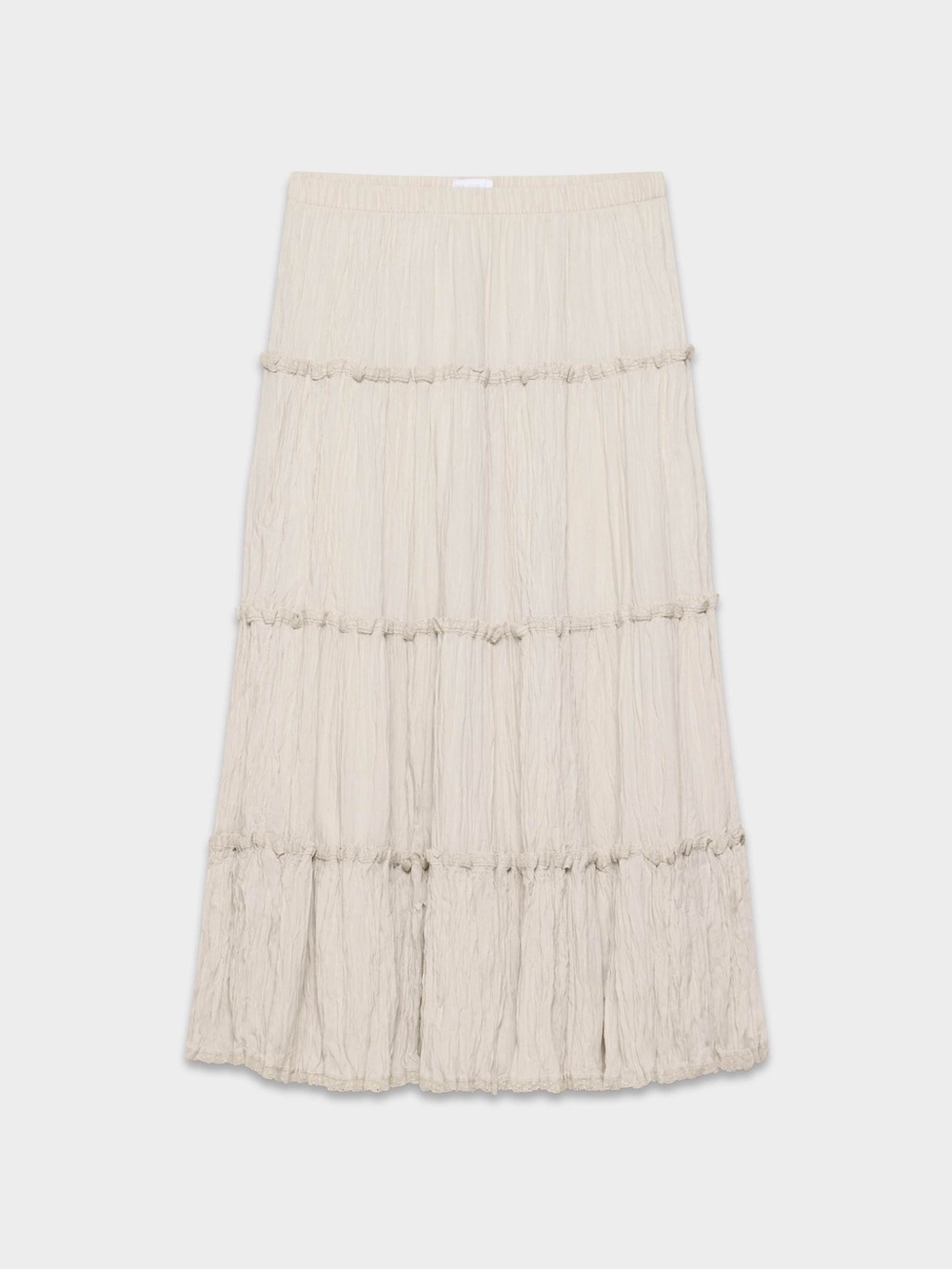 Little Moon Aritzia Damasque Skirt Natural Ecru Maxi Tiered Lined Elastic Waist